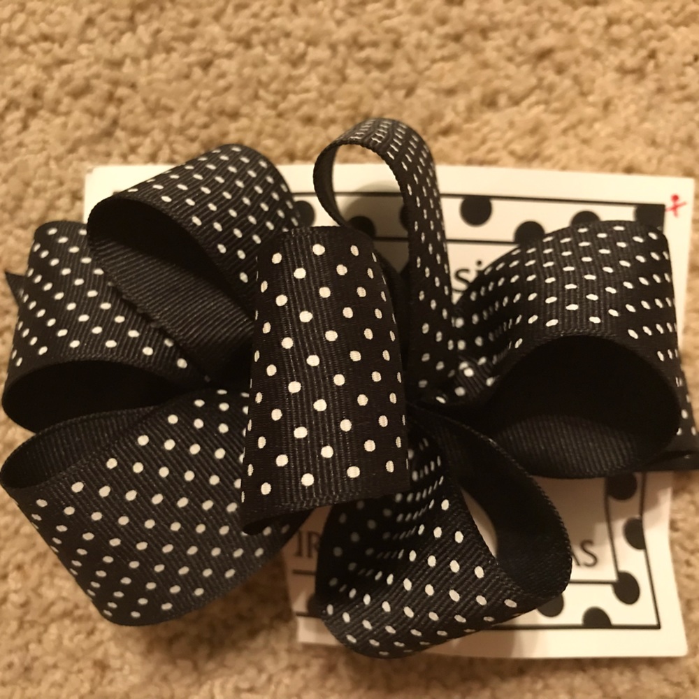 I’m Yours Hair Bow Black With White Polka Dots